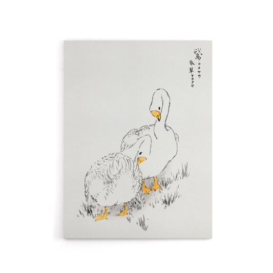 Two White Geese Japanese Canvas Wall Art Print Kashu