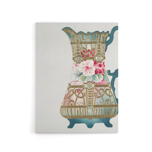 Design For Ewer Vintage Floral Canvas Wall Art Print Noritake