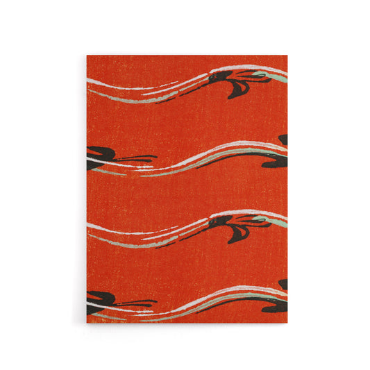 Vintage Pattern Abstract Birds in Red Canvas Wall Art Print Korin