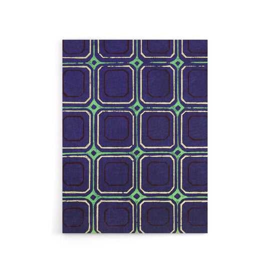 Geometric Blue Green Square Pattern Canvas Wall Art Print Korin