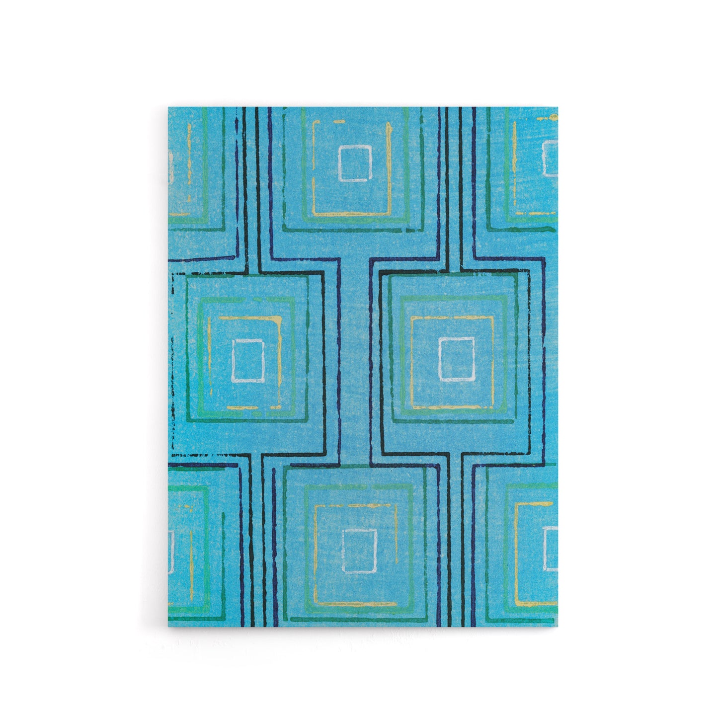 Squares Geometric Blue Pattern Canvas Wall Art Print Furuya Korin
