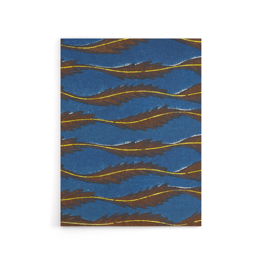 Vintage Pattern Feathers on Blue Canvas Wall Art Print Korin