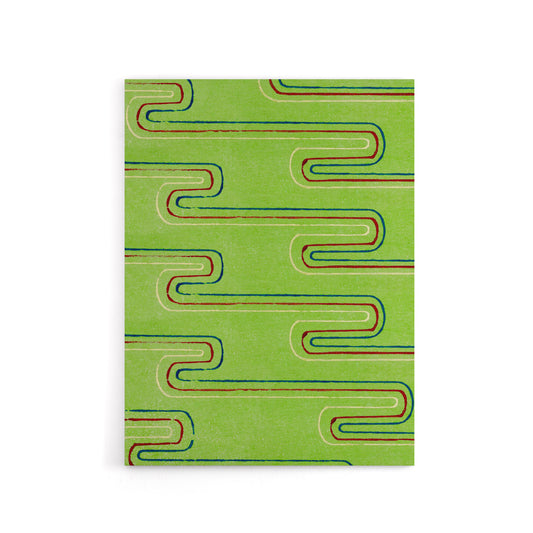 Green Red Line Textile Pattern Canvas Wall Art Print Furuya Korin