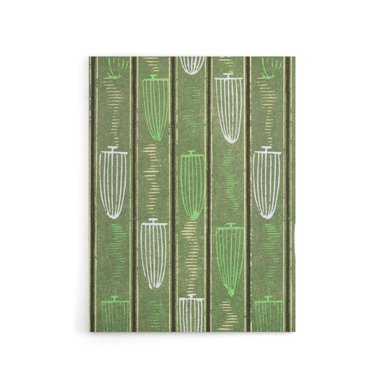 Green Shima Textile Pattern Canvas Wall Art Print Korin