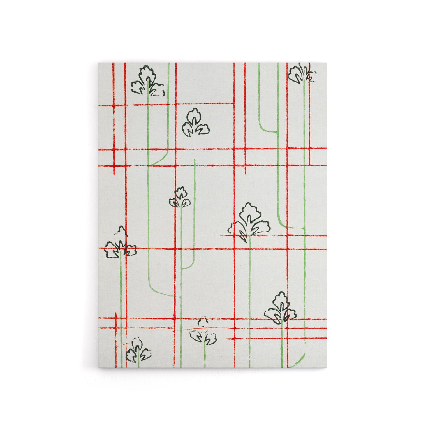 Leaf Lines Shima Textile Pattern Canvas Wall Art Print Korin