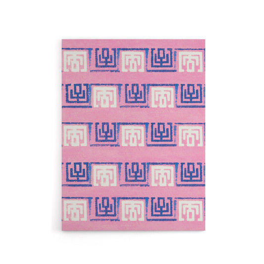 Pink Blue Geometric Pattern Canvas Wall Art Print Furuya Korin