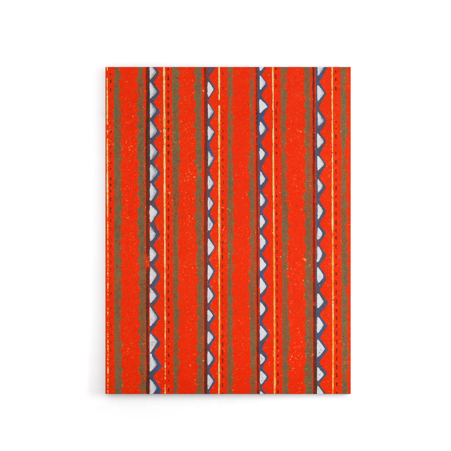 Red Geometric Textile Pattern Canvas Wall Art Print Furuya Korin