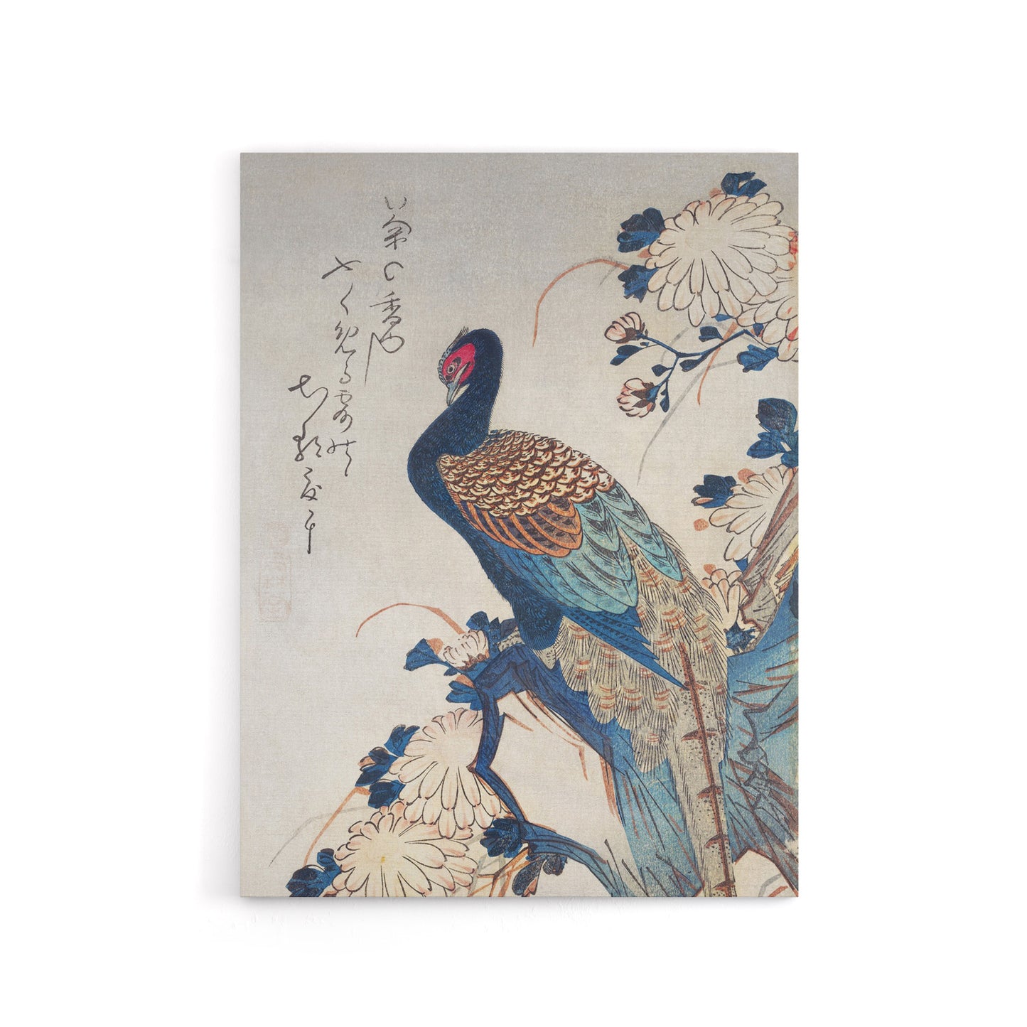 Pheasant And Chrysanthemums Canvas Wall Art Print Hiroshige