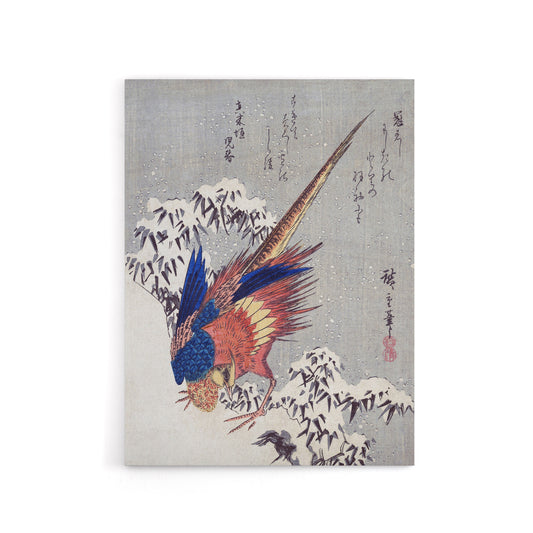 Japanese Pheasant In Snow Canvas Wall Art Print Utagawa Hiroshige