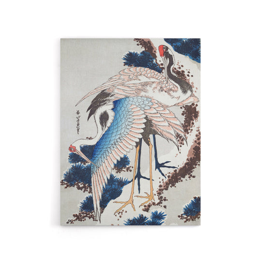 Cranes On A Snowy Tree Canvas Wall Art Print Katsushika Hokusai