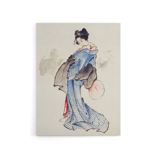 Vintage Japanese Geisha Portrait Canvas Wall Art Print Hokusai
