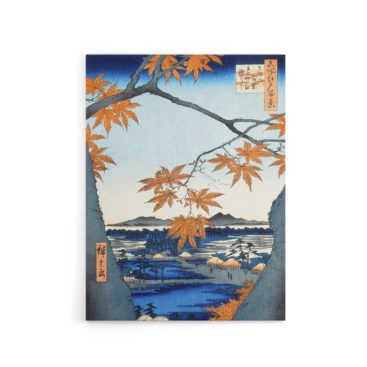 Maple Trees Japan Shrine Bridge Canvas Wall Art Print Hiroshige