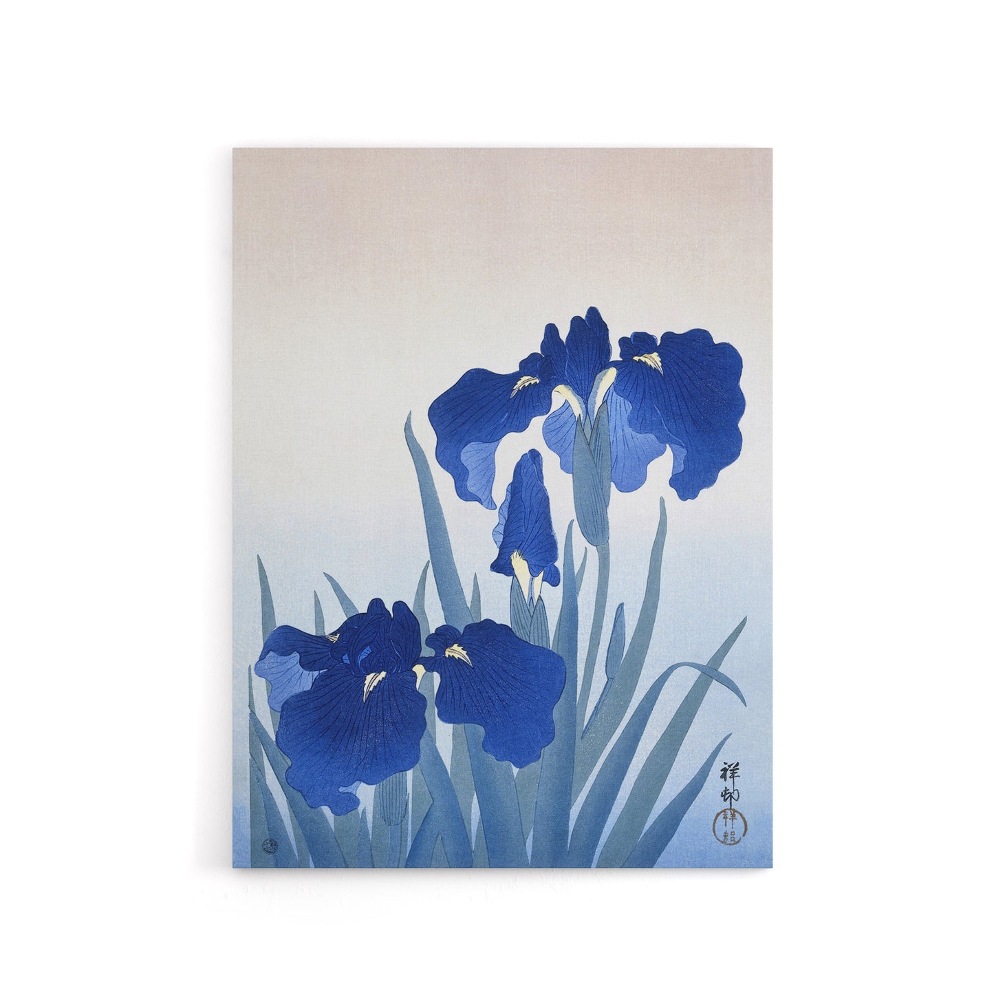 Blue Iris Flowers Floral Japanese Canvas Wall Art Print Koson