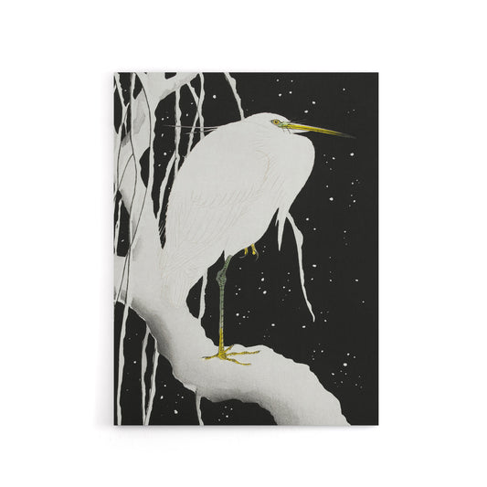 Heron In Snow Covered Tree Branch Canvas Wall Art Print Koson