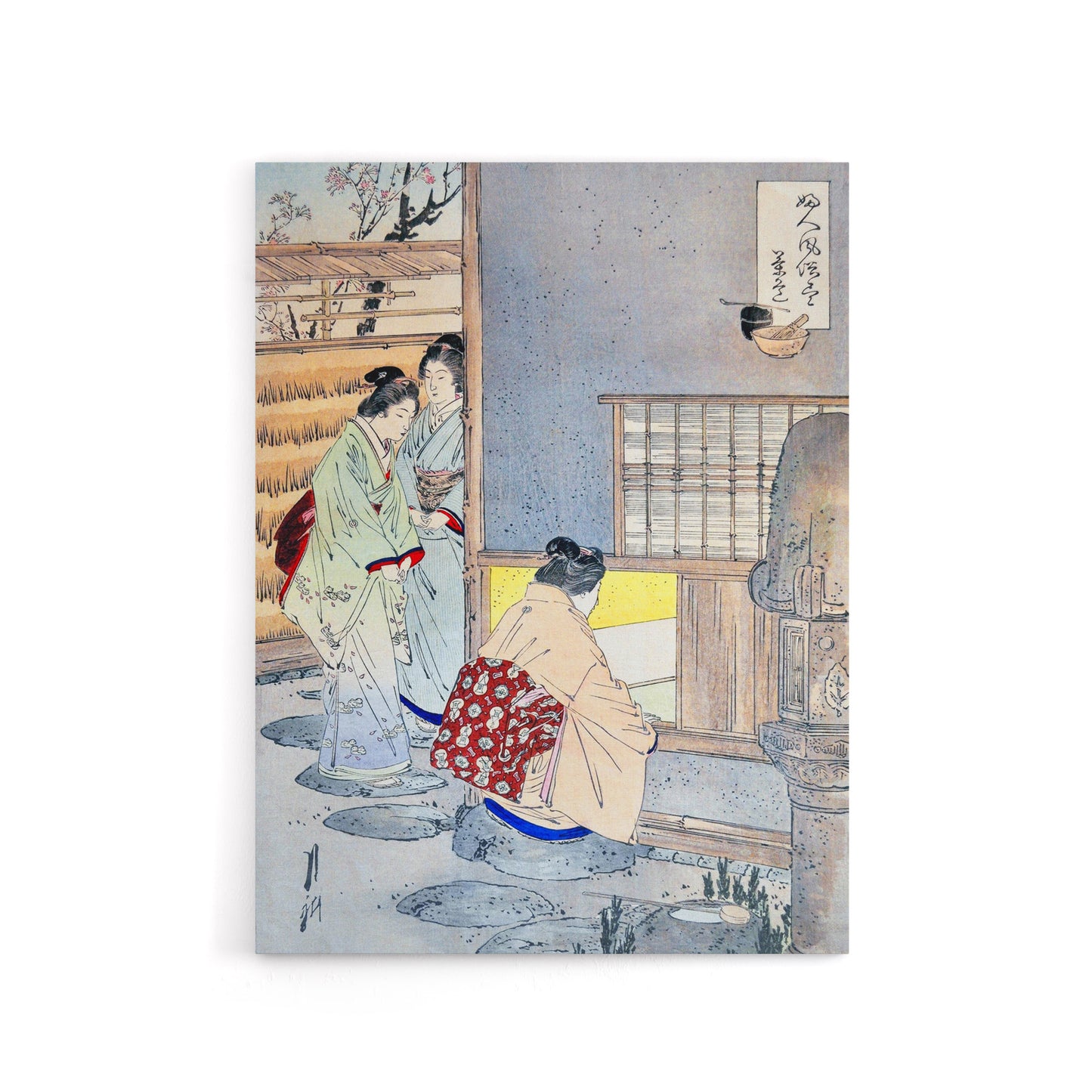 Women Tea Gathering at Teahouse Canvas Wall Art Print Ogata Gekko