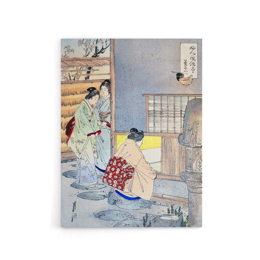 Women Tea Gathering at Teahouse Canvas Wall Art Print Ogata Gekko