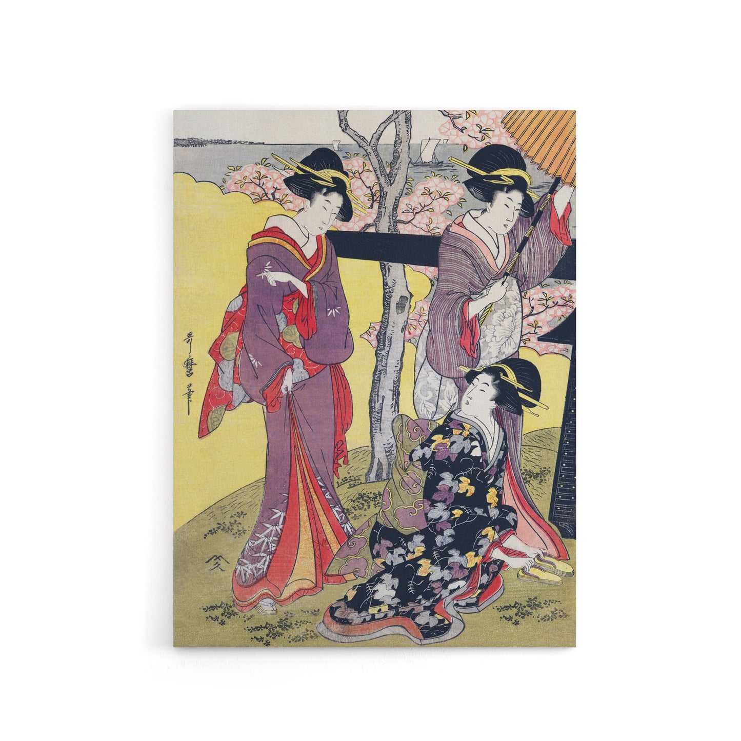 Cherry Blossom Viewing Gotenyama Canvas Wall Art Print Kitagawa