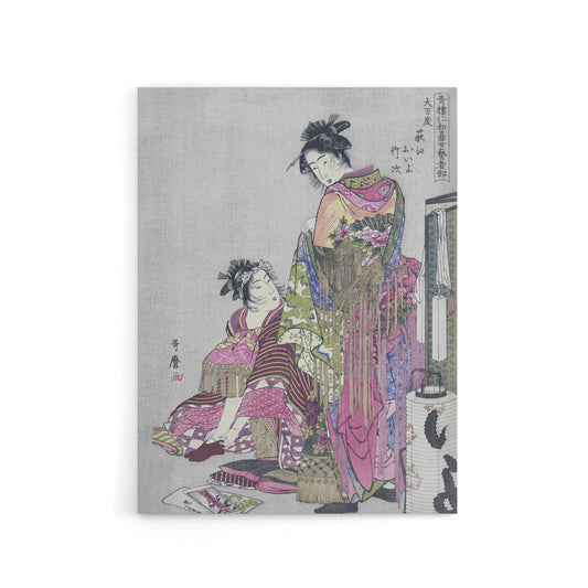 Husband And Wife Portrait Canvas Wall Art Print Utamaro Kitagawa