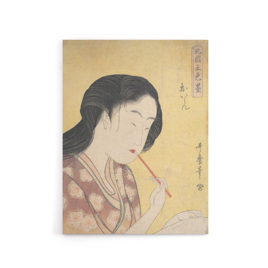 Oiran Applying Lipstick Canvas Wall Art Print Utamaro Kitagawa