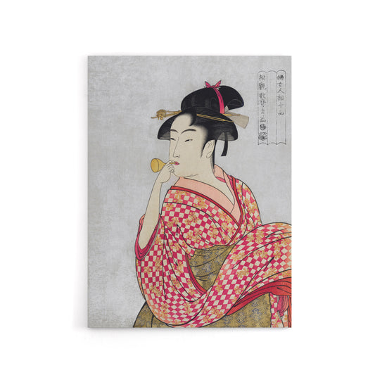Woman With Glass Pipe Portrait Canvas Wall Art Print Kitagawa