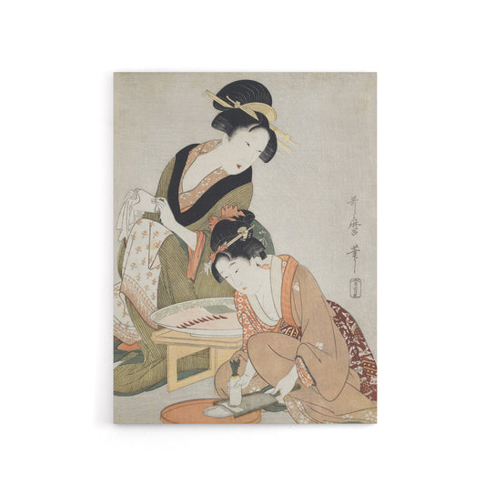 Women Preparing Sashimi Canvas Wall Art Print Utamaro Kitagawa