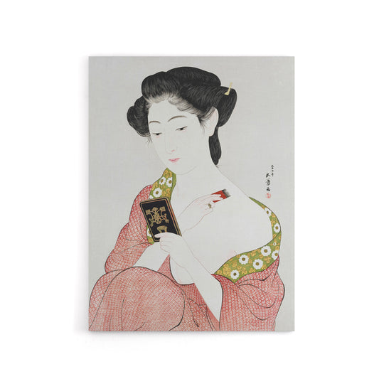 Woman Applying Powder Portrait Canvas Wall Art Print Hashiguchi