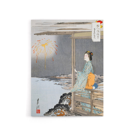 Woman Watching Fireworks Canvas Wall Art Print Ogata Gekko