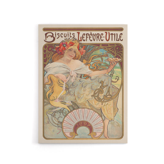 Biscuits Kitchen Vintage French Ad Canvas Wall Art Print Mucha