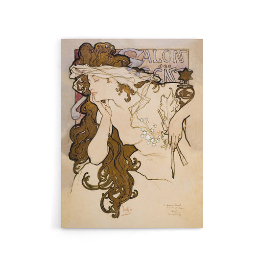 Salon des Cent Vintage French Drawing Canvas Wall Art Print Mucha