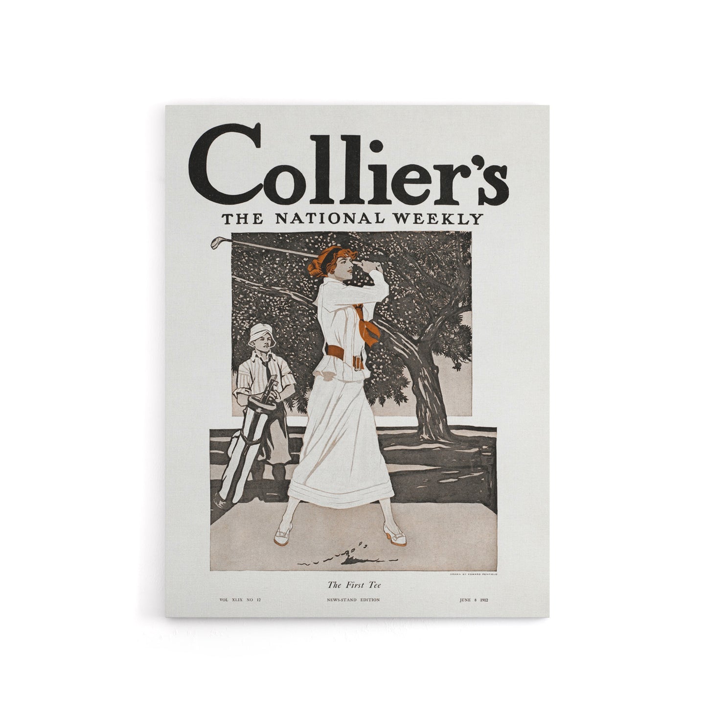 Woman Golfer First Tee Vintage Magazine Canvas Wall Art Print