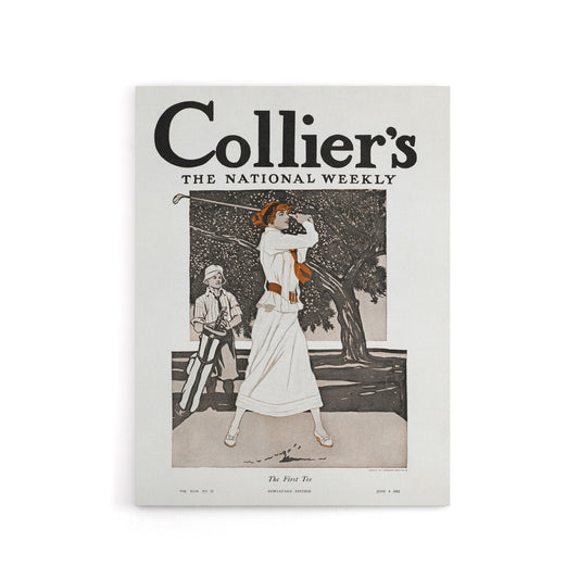 Woman Golfer First Tee Vintage Magazine Canvas Wall Art Print