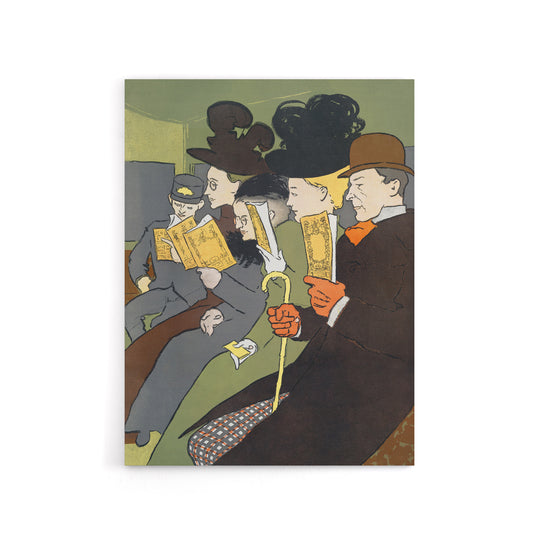 People Reading Magazine on Train Canvas Wall Art Print E Penfield