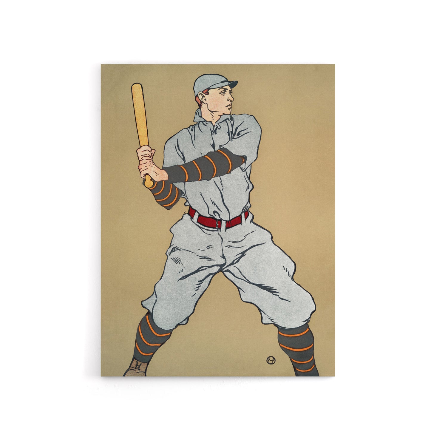 Vintage Baseball Player Drawing Canvas Wall Art Print E Penfield