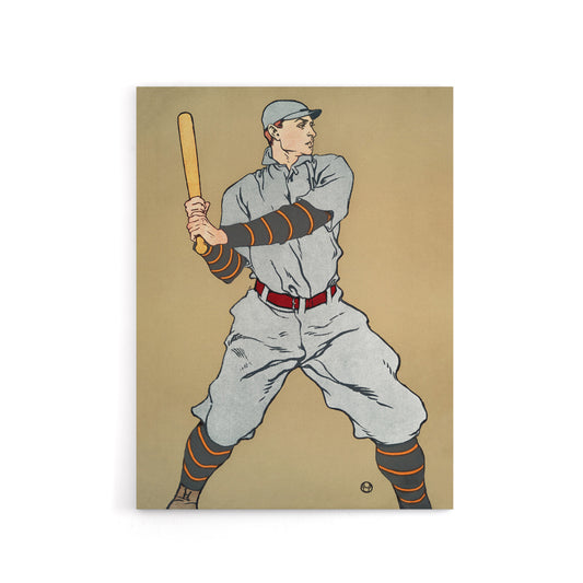 Vintage Baseball Player Drawing Canvas Wall Art Print E Penfield