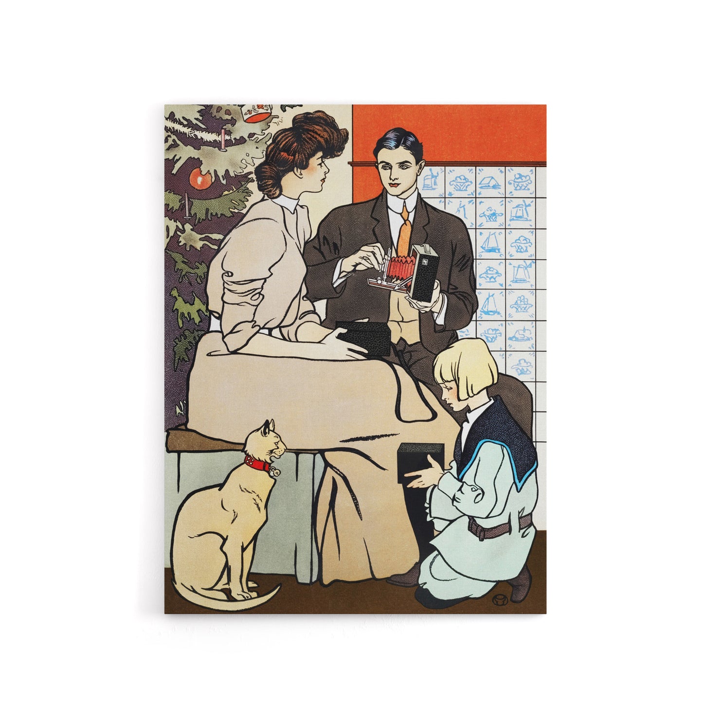 Vintage Christmas Family Scene Canvas Wall Art Print Penfield