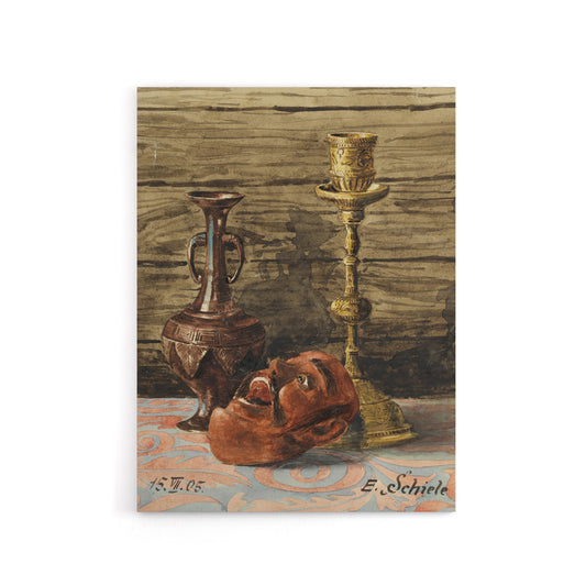 Candlestick Vase Mask Still Life Canvas Wall Art Print Schiele