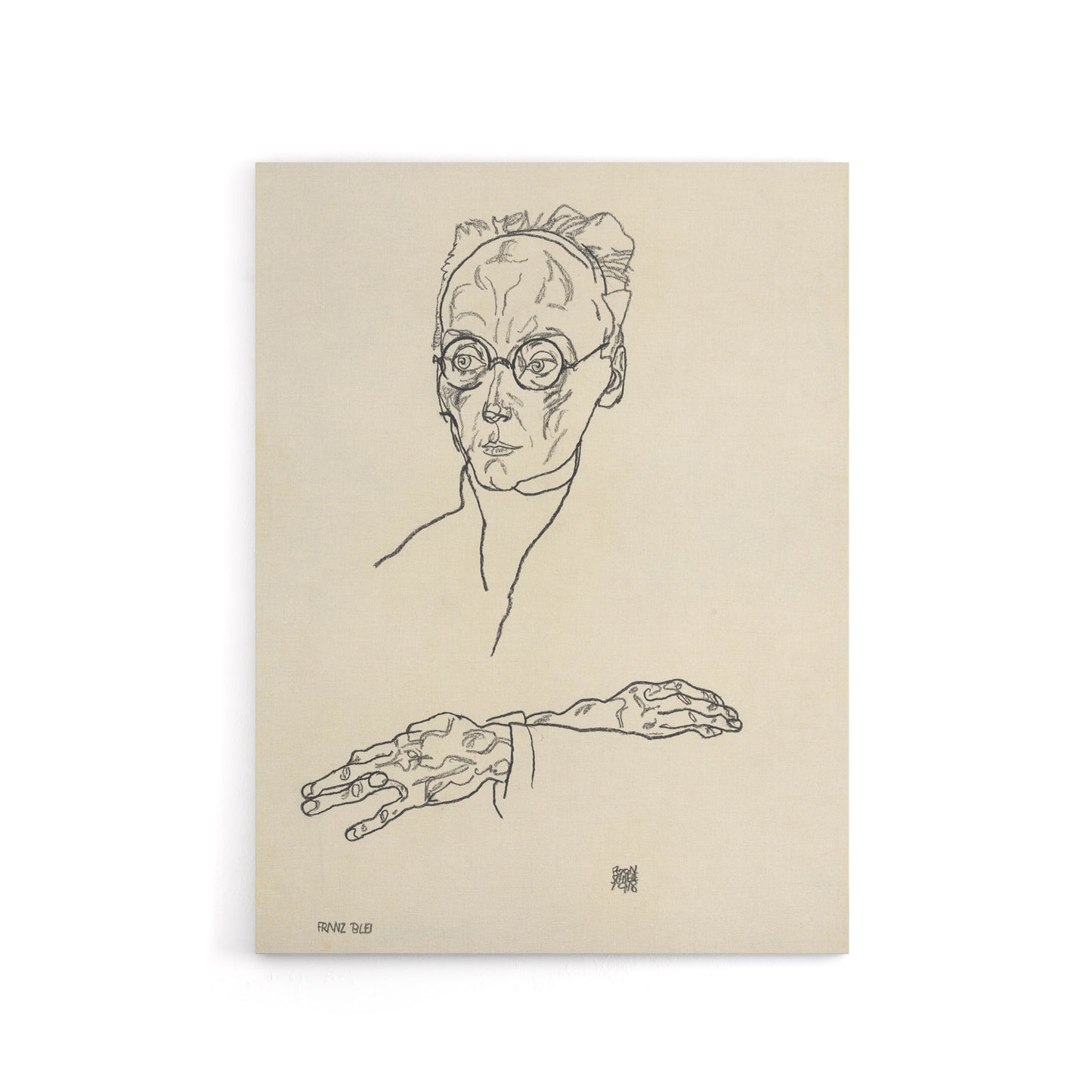 Franz Blei Line Art Portrait Canvas Wall Art Print Egon Schiele