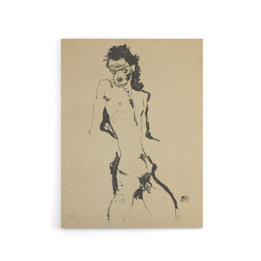 Male Self Portrait Sketch Canvas Wall Art Print Egon Schiele