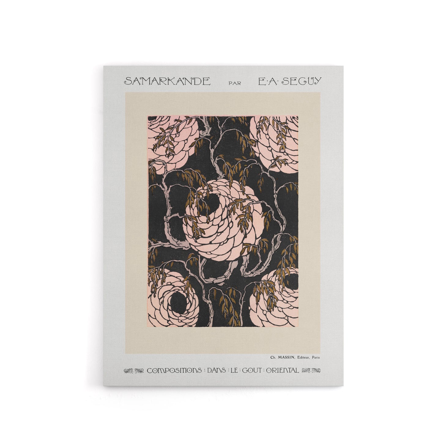 Vintage Art Deco Flower Pattern Canvas Wall Art Print Seguy