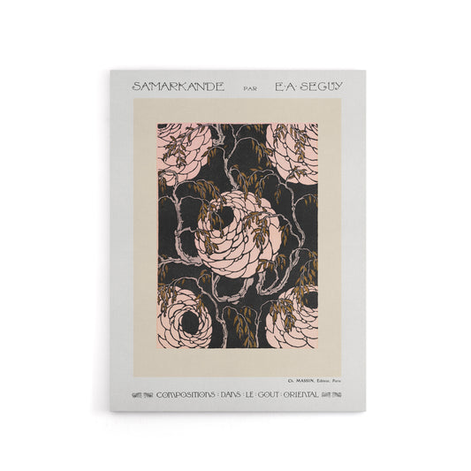 Vintage Art Deco Flower Pattern Canvas Wall Art Print Seguy