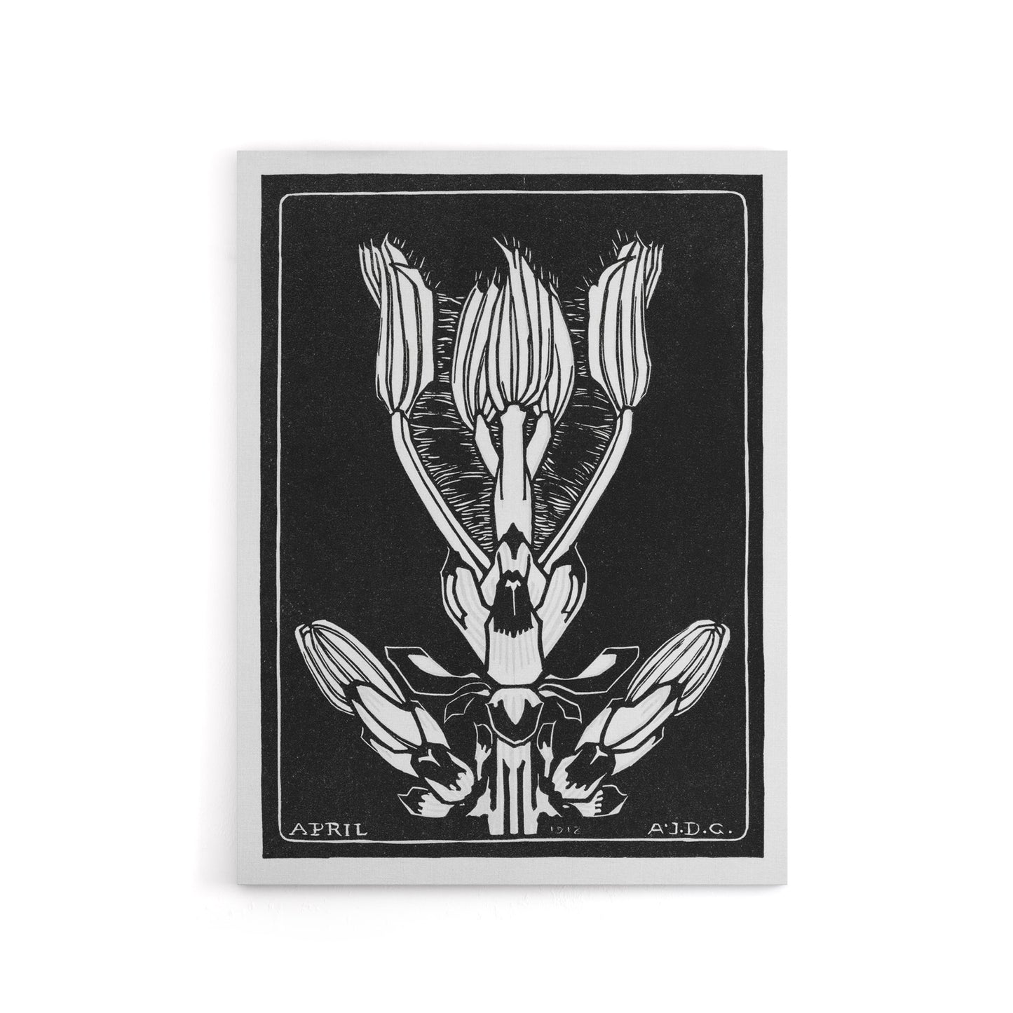 April Flower Vintage Black White Canvas Wall Art Print de Graag