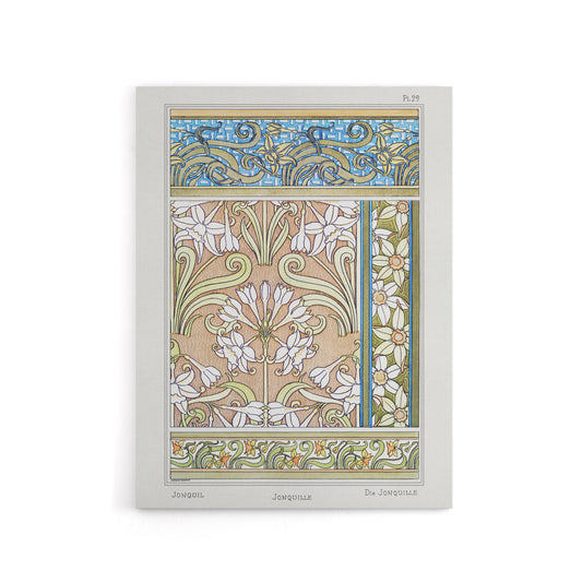 Daffodil Nouveau Canvas Wall Art Print Vintage Floral Verneuil