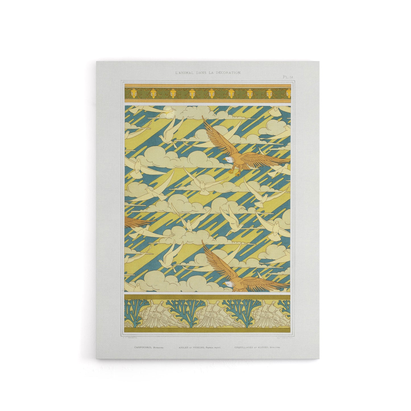 Eagles Doves Seashell Patterns Canvas Wall Art Print Verneuil