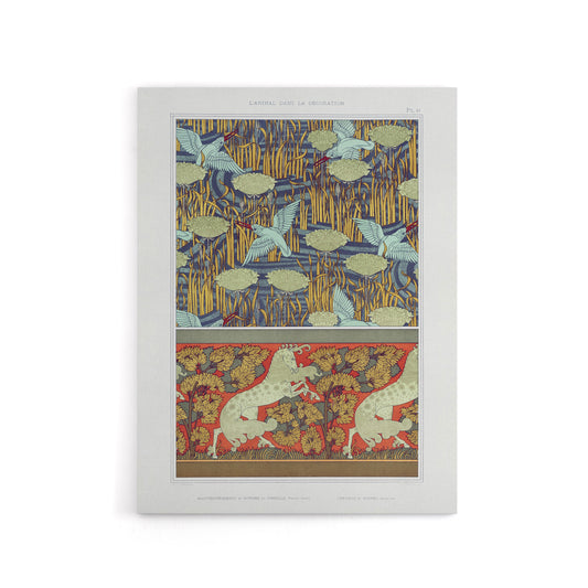 Kingfisher Bird and Horse Pattern Canvas Wall Art Print Verneuil