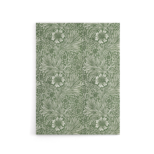 Marigold Flower Green Pattern Canvas Wall Art Print W. Morris