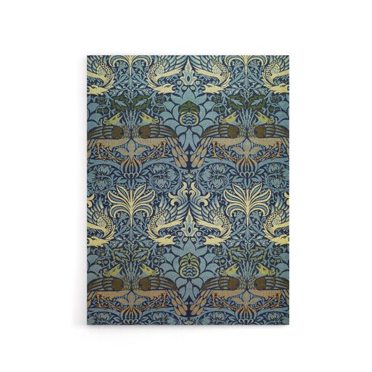 Peacock and Dragon Pattern Canvas Wall Art Print William Morris