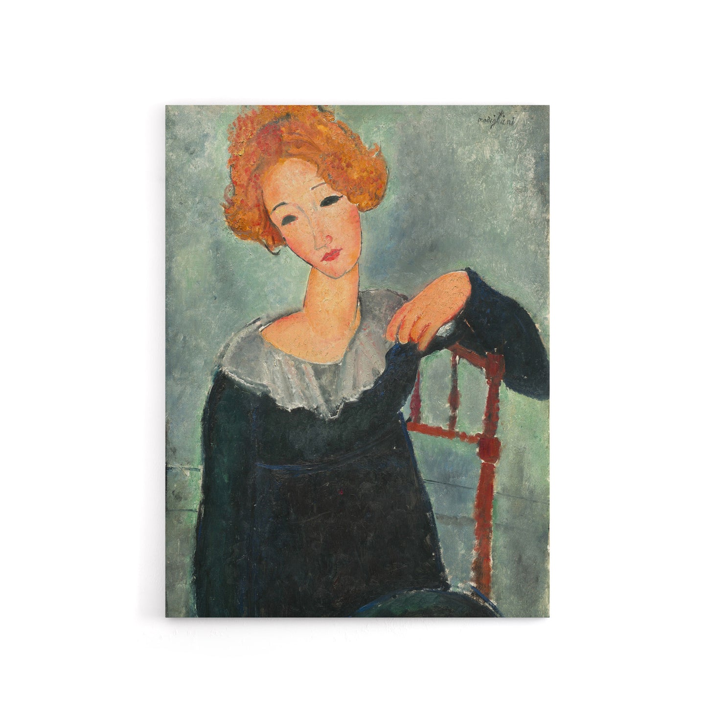 Woman with Red Hair Portrait Modigliani Vintage Canvas Wall Art