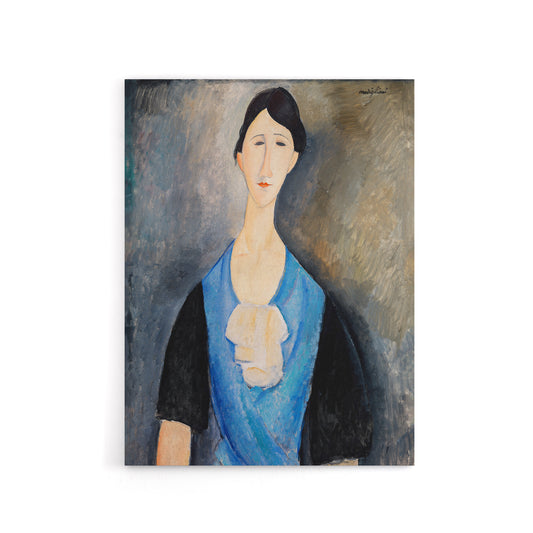 Young Woman in Blue Portrait Modigliani Vintage Canvas Wall Art