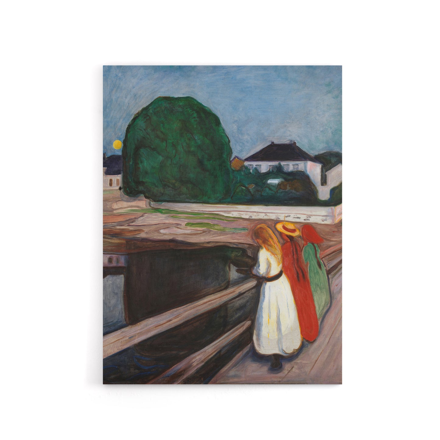 Young Girls on the Bridge Munch Vintage Canvas Wall Art