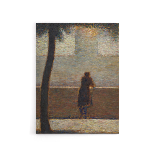Man Leaning on a Parapet Seurat Vintage Canvas Wall Art